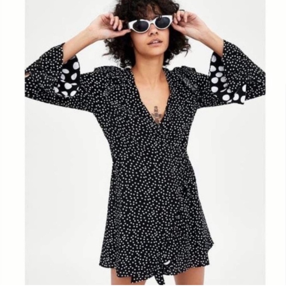 Zara TRF Black and White Polka Dot Romper NWT